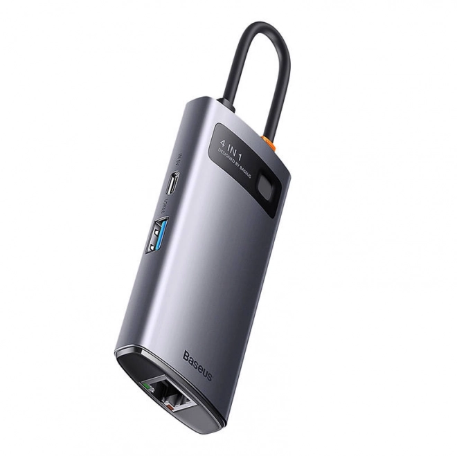 Rozbočovač 4v1 Baseus řady Metal Gleam, USB-C na 3x USB 3.0 + Ethernet RJ45
