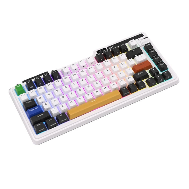 Bezdrátová mechanická klávesnice Royal Kludge KZZI K75 pro RGB, Moment Switch (černá a bílá)