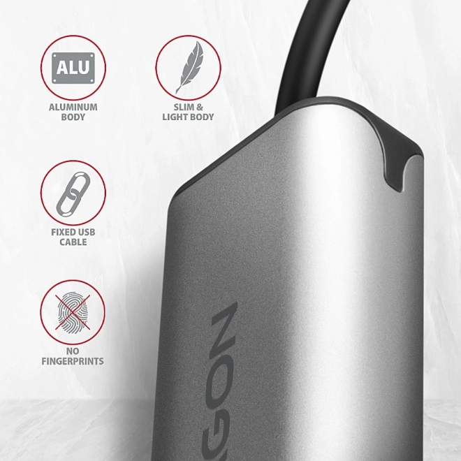 USB‑C 3.2 Gen 1 2,5GbE adaptér AXAGON s čipem Realtek RTL8156B, šedý