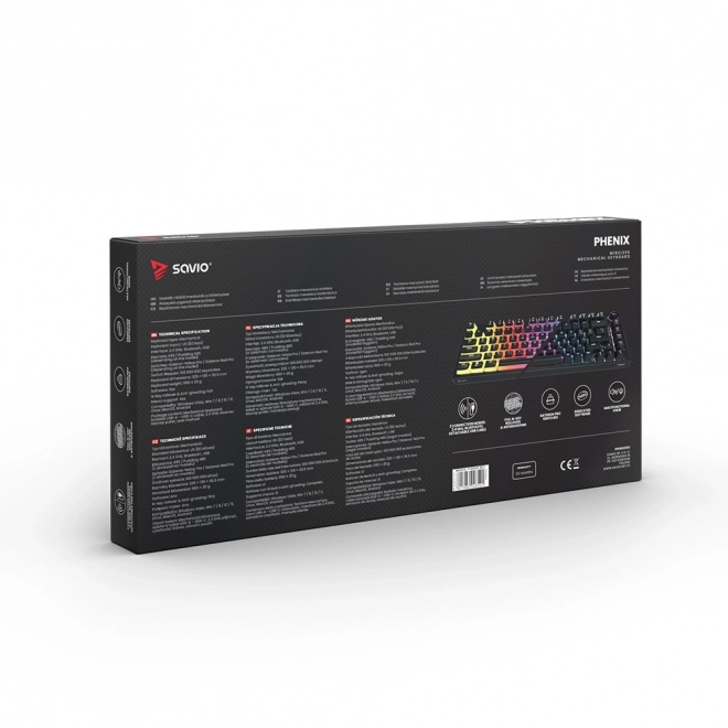 Bezdrátová mechanická klávesnice Savio PHENIX s Gateron Red Pro spínači