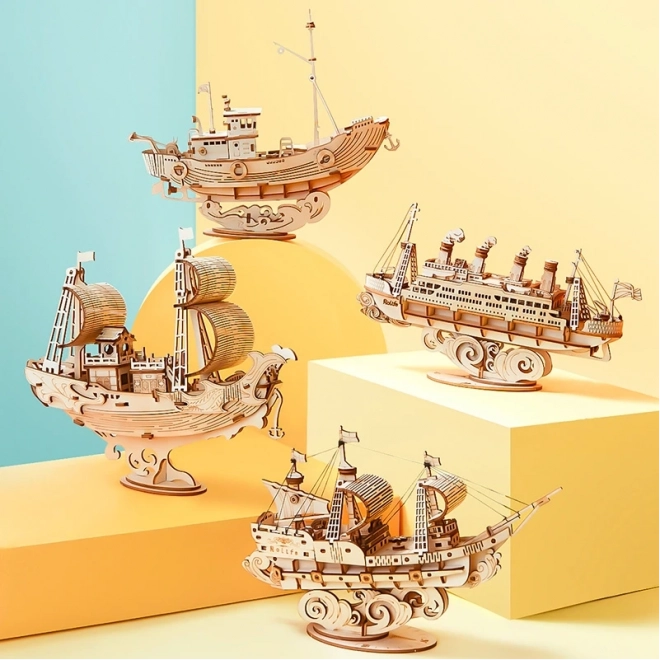 3D dřevěné puzzle Rybářská loď
