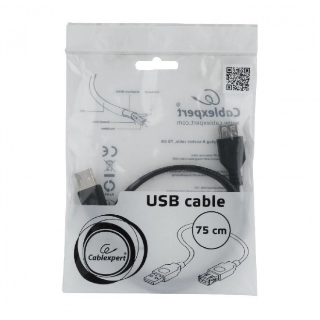 Prodlužovací kabel USB 2.0 AM-AFI 0,75 m černý