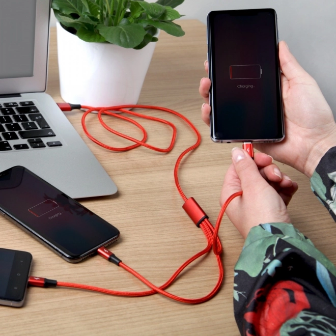 Nabíjecí kabel 3 v 1 USB - USB-C/microUSB/Lightning, 1,2 m; C4049RD