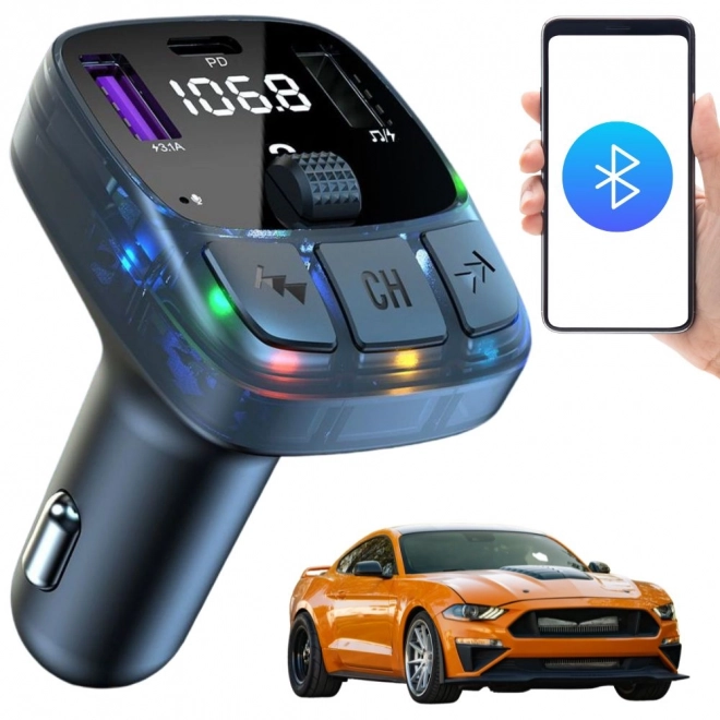 FM Bluetooth vysílač s USB a USB-C nabíjením