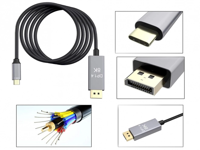 Displejový kabel s USB-C a DisplayPort 1.4, 1,8 m