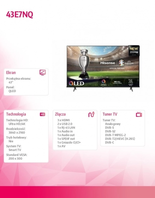 Televizor QLED 43 palců 43E7NQ