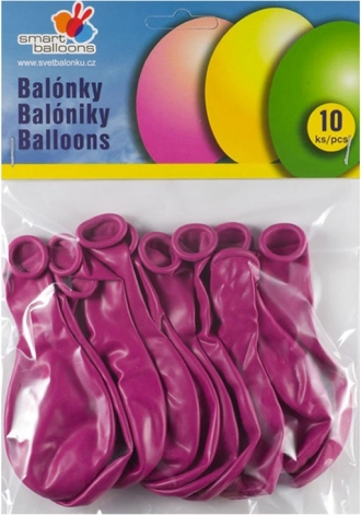 Nafukovací balónek sada 10 ks fuchsiové 26 cm