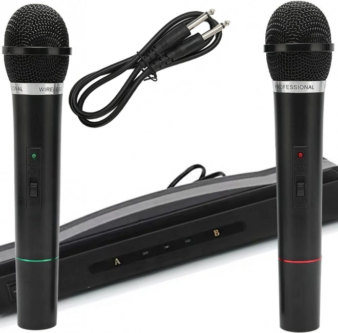 Karaoke sada s 2 bezdrátovými mikrofony a přijímací stanicí