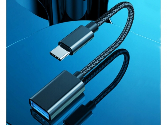 USB-C na USB-A 3.0 OTG adaptér s opleteným kabelem