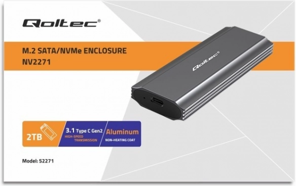 Obal na disk Qoltec pro M.2 SSD SATA NVMe USB-C 2TB
