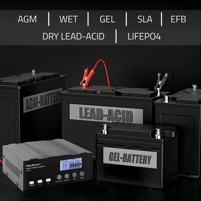 Inteligentní mikroprocesorová nabíječka pro akumulátory AGM, GEL a LiFePO4 s LCD displejem