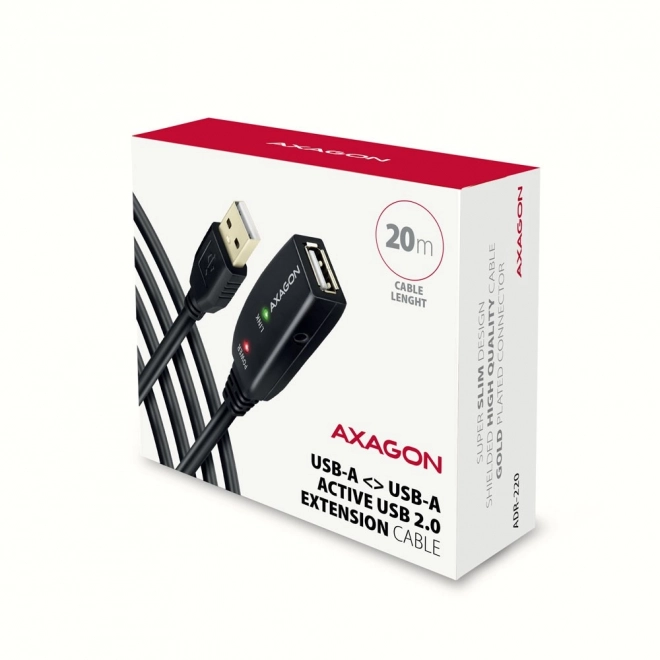Axagon USB 2.0 Aktivní Prodlužovací Kabel 20m