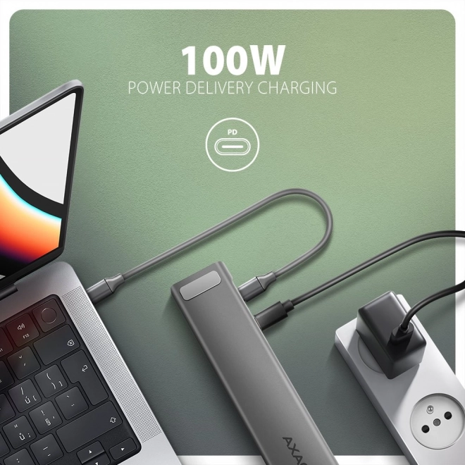 HMC-10HLS Víceportový rozbočovač USB 5Gb/s 4x USB-A, HDMI 4K/60Hz, RJ-45, SD/microSD, PD 100W, 25cm kabel USB-C