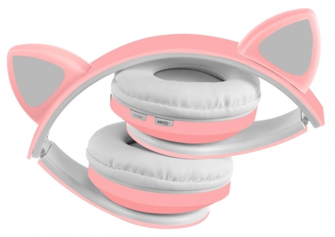 Bezdrátová bluetooth sluchátka s ušima – Růžová