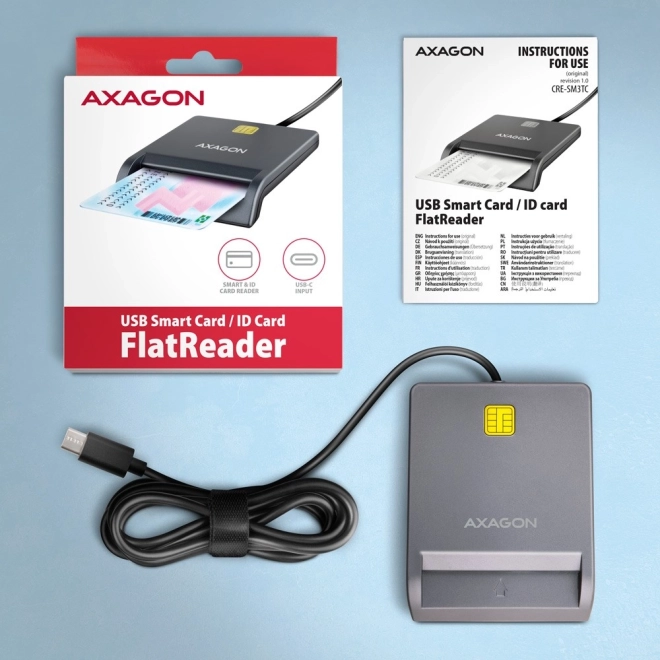Čtečka identifikačních karet AXAGON USB-C s kabelem