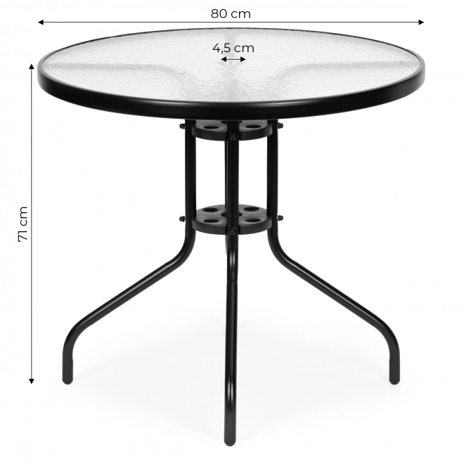 Kulatý zahradní stůl 80 cm s otvorem na slunečník