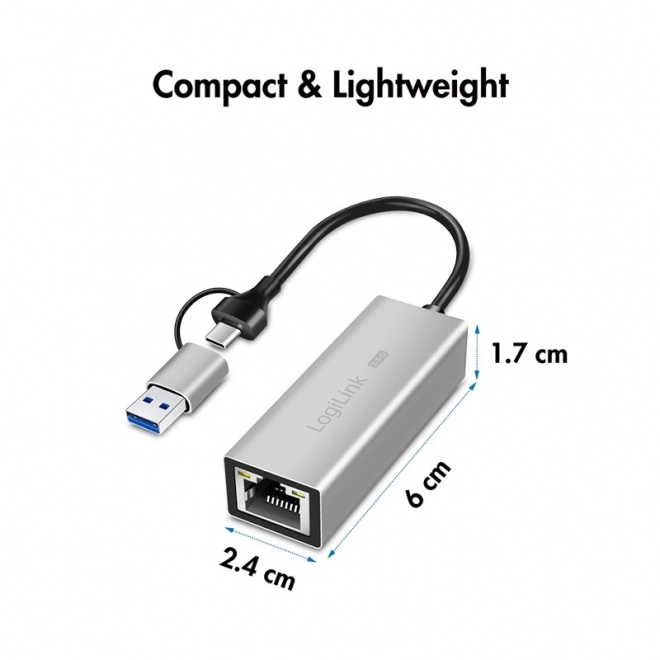 Adaptér USB-A/-C na 2,5G Ethernet šedý
