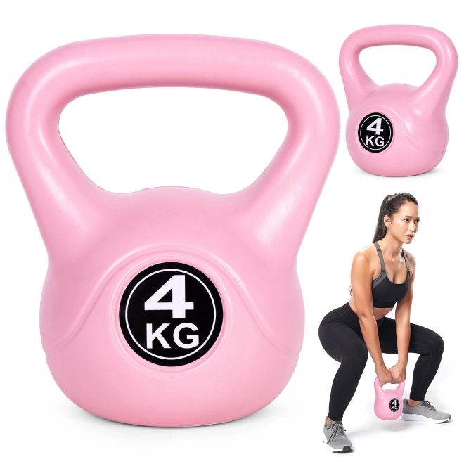 Kettlebell 4 kg růžový pro cvičení