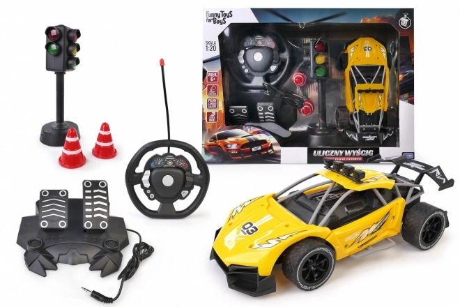 R/C auto s volantem a pedály
