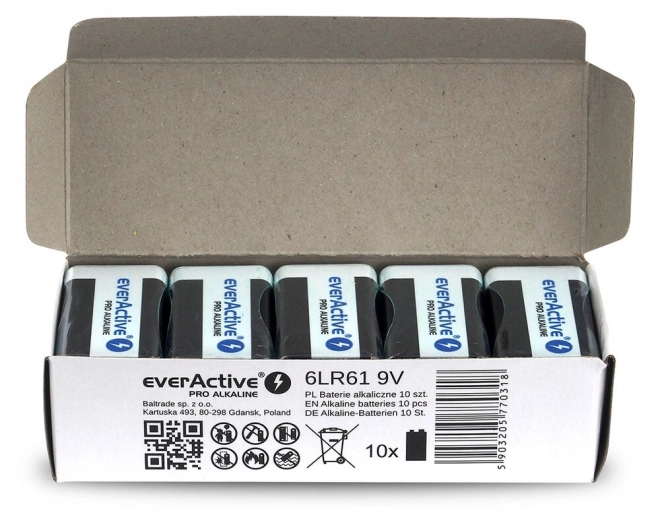 Alkalické baterie 9V everActive Pro Alkaline