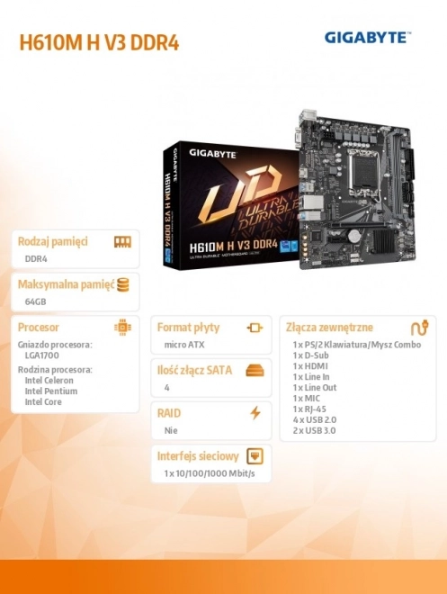 Základní deska H610M H V3 DDR4 s1700 2DDR4 HDMI USB mATX