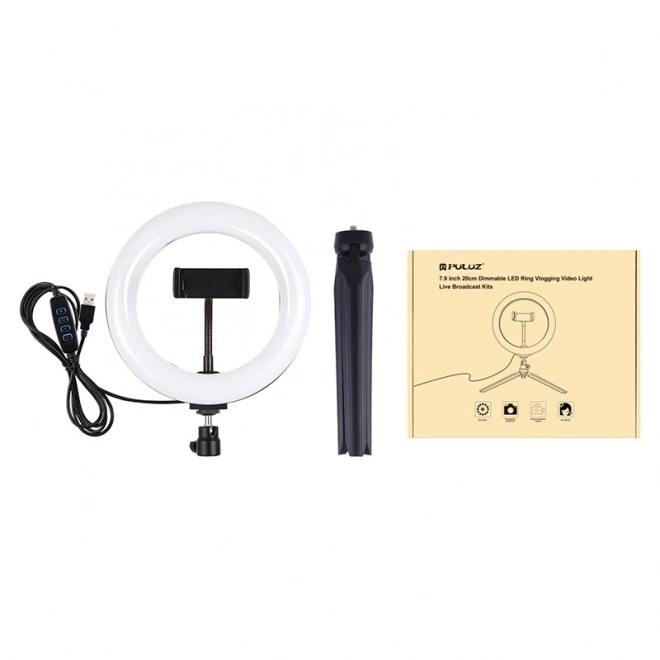 Puluz s držákem na stativ a 20cm LED kroužkem Vlogging PKT3073B