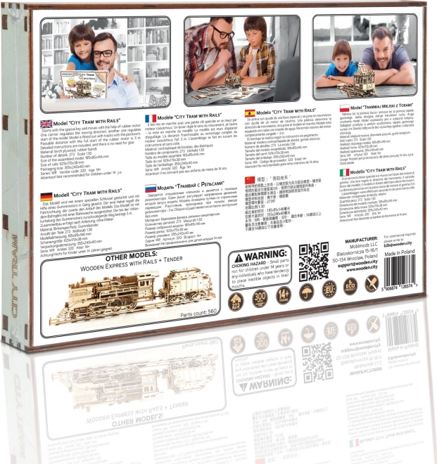 Dřevěné 3D puzzle - Tramvaj s kolejemi