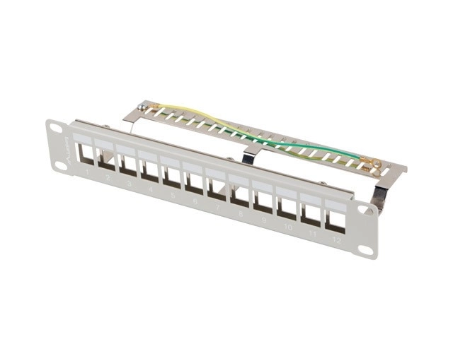 Patch panel 12 portů 1U 10 palců FTP s organizérem pro keystone moduly šedý