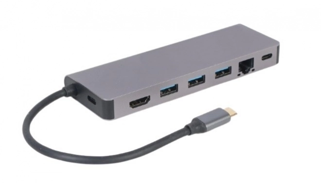Usb‑c hub s hdmi (uhd 4k), gigabit lan, 2× usb‑a, sd/microsd a 100 w pd – CABLEXPERT