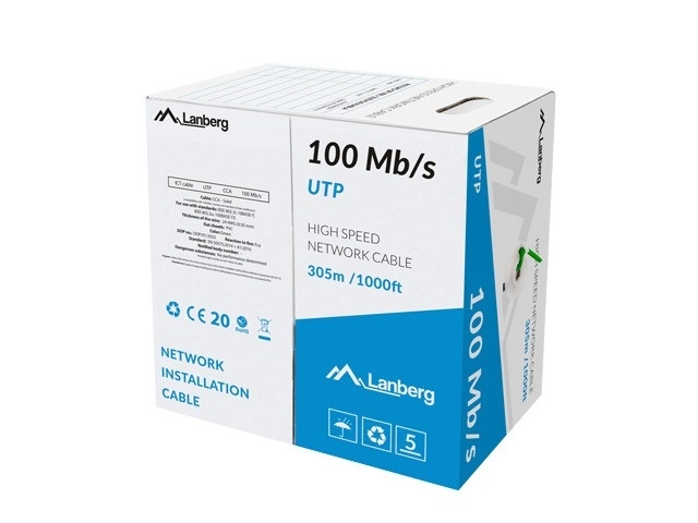 LAN UTP 100Mb/s 305m vodič cca zelený