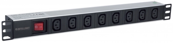 Napájecí lišta rack 19 1U 110V-250V/10A 8 zásuvek C13 kabel 2m