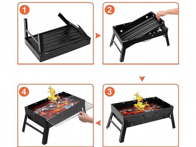 Přenosný skládací gril na dřevěné uhlí na kempování a BBQ