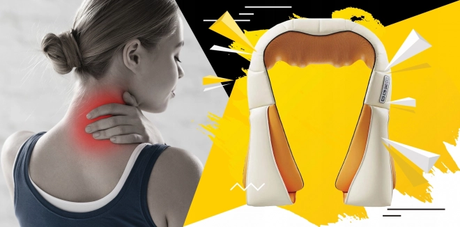 Shiatsu masážní límec na záda a krk hnědý