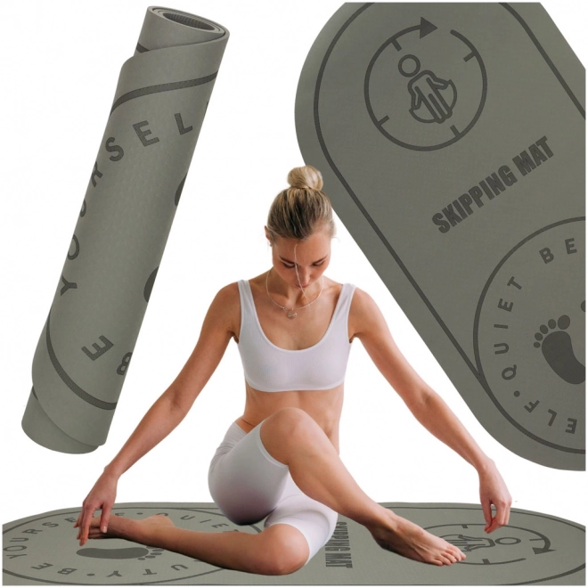Fitness podložka na cvičení jógy a skákání, šedá, 125x61,5x0,6 cm