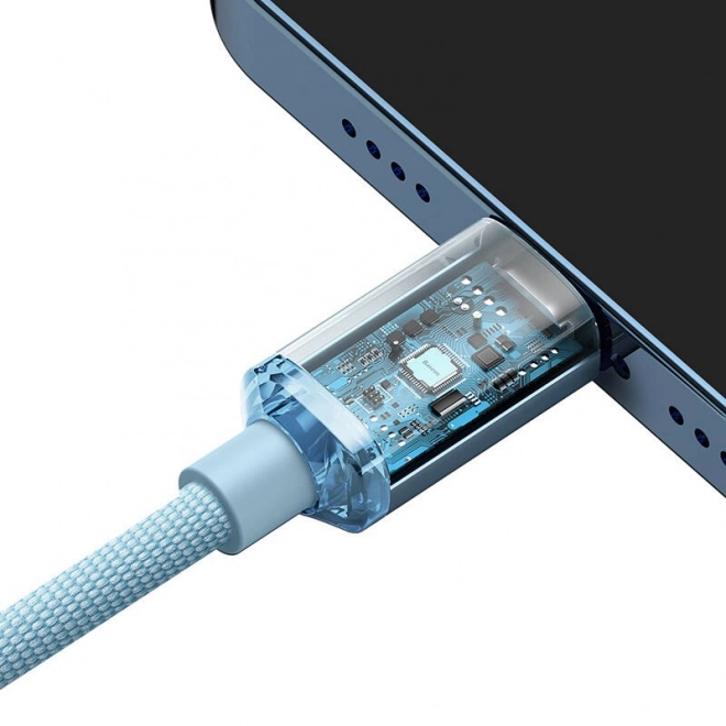 Kabel USB-C do iPhone Baseus Crystal Shine 20W, 2m, modrý