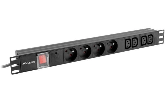 PDU racková napájecí lišta 1U 10A 4x 230V CZ 4x IEC C13 2m C14 černá