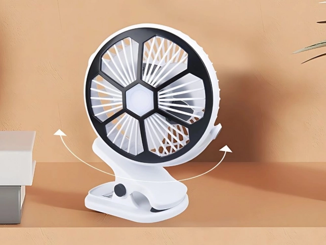 Stolní ventilátor s LED světlem a klipem