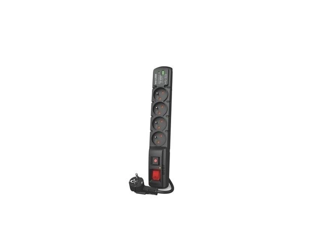 Napájecí lišta F4 USB A+C 5M 4x 230V PD3.0 QC černá