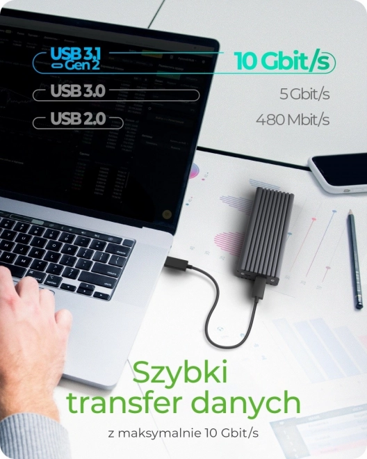 Externí hliníkové pouzdro pro M.2 NVMe a SATA SSD s USB‑C 10 Gb/s – ICY BOX