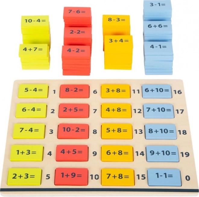 Dřevěná barevná matematická tabulka – sčítání a odčítání