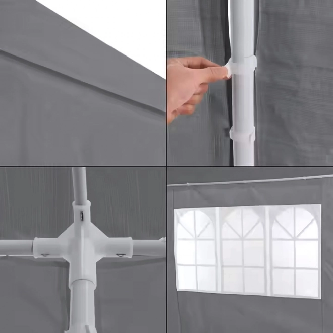 Zahradní komerční stan 3x9 m 8 stěn šedý