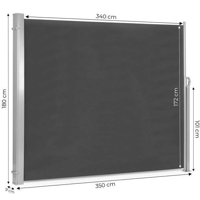Skládací boční markýza 350x180 cm pro zahradu nebo terasu antracit