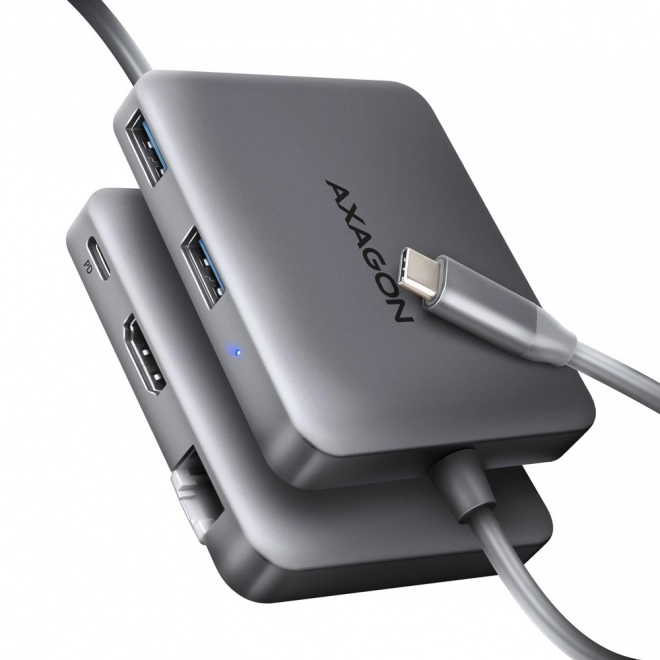 HMC-5HL Víceportový rozbočovač 2x USB-A, 4K HDMI, GLAN, USB 3.2 Gen 1, PD 100W, 15cm kabel USB-C