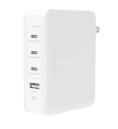 Nástěnná nabíječka 140W 4-portová (3xC 1xA) UK, EU, US zástrčky bílá