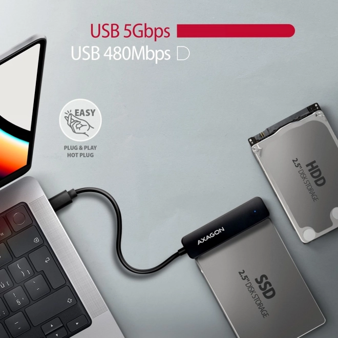 Adaptér USB-C na SATA HDD/SSD AXAGON FASTPort2