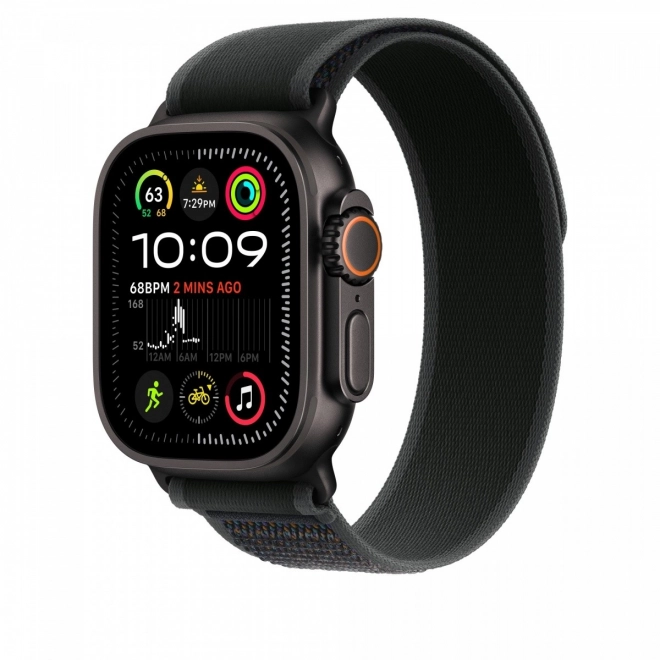 Černý řemínek Trail pro pouzdro 49 mm - M/L - titanové prvky