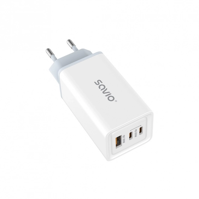 65W síťová nabíječka GaN LA-07 se 100W kabelem typu C-USB 1m, bílá a černá barva