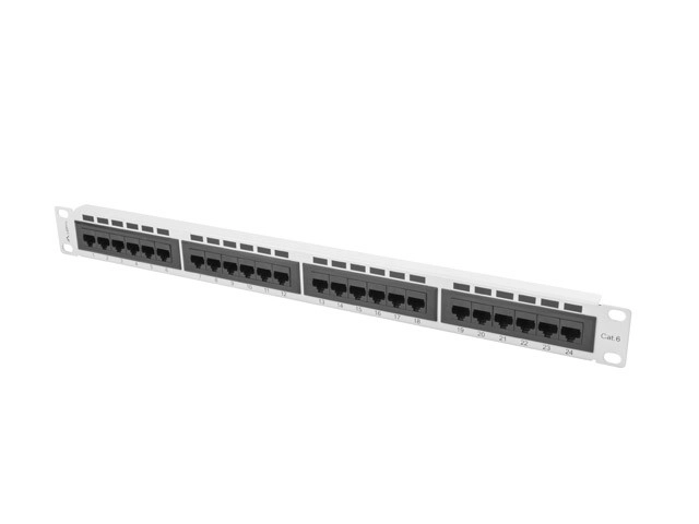 Patch panel 24-portový 1U Kat.6 šedý