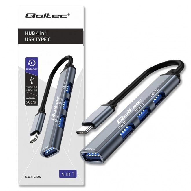 HUB adaptér USB-C 3.1 4v1 | USB 3.0 | 3x USB 2.0