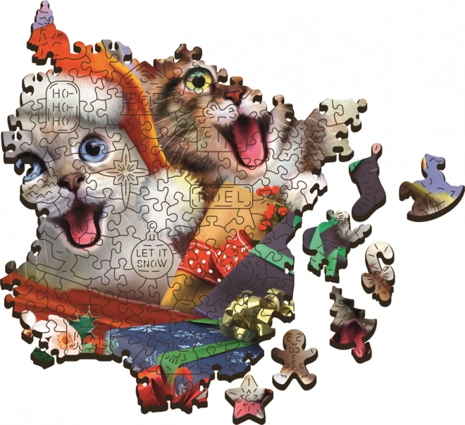 Dřevěné puzzle Vánoční kočky 501 dílků